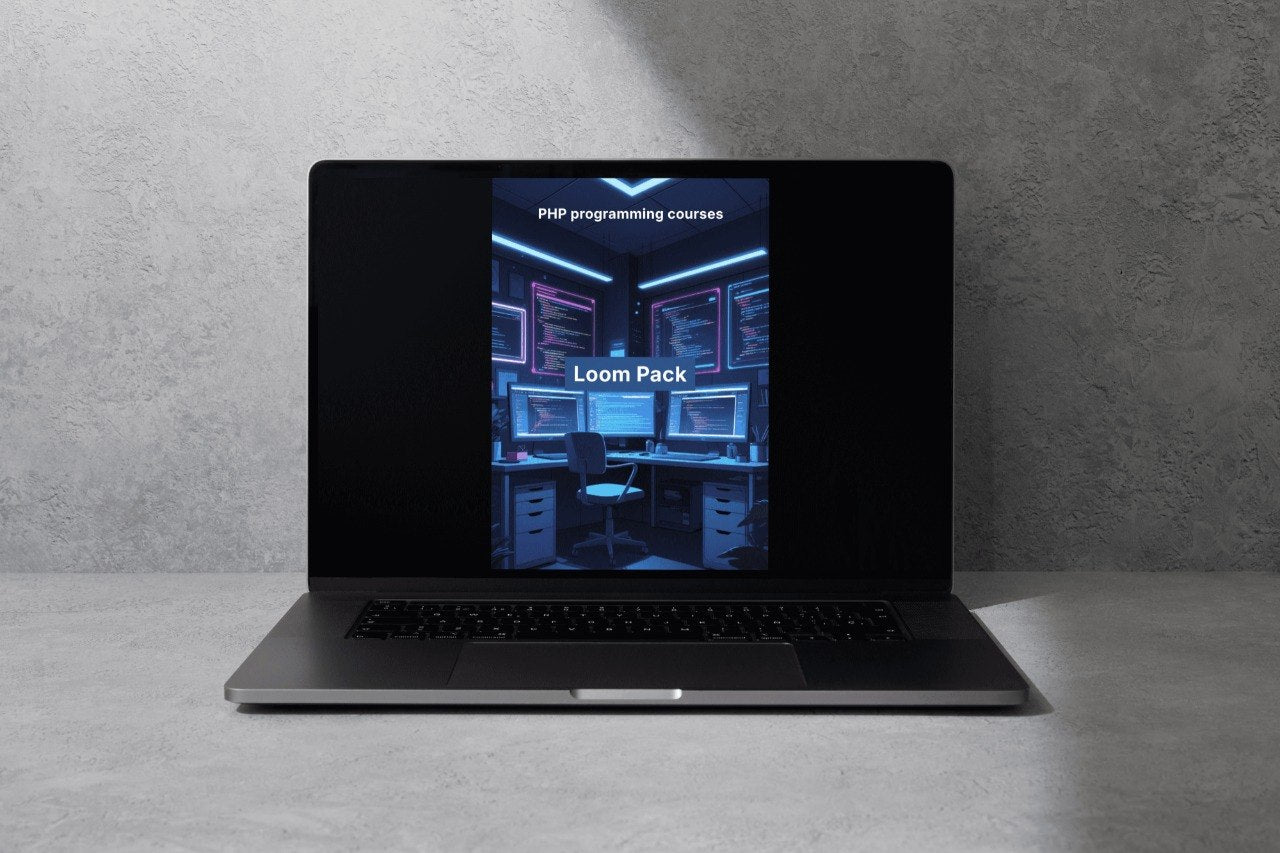 Laptop with a screen displaying 'Vertex Kit' on a gray surface and background