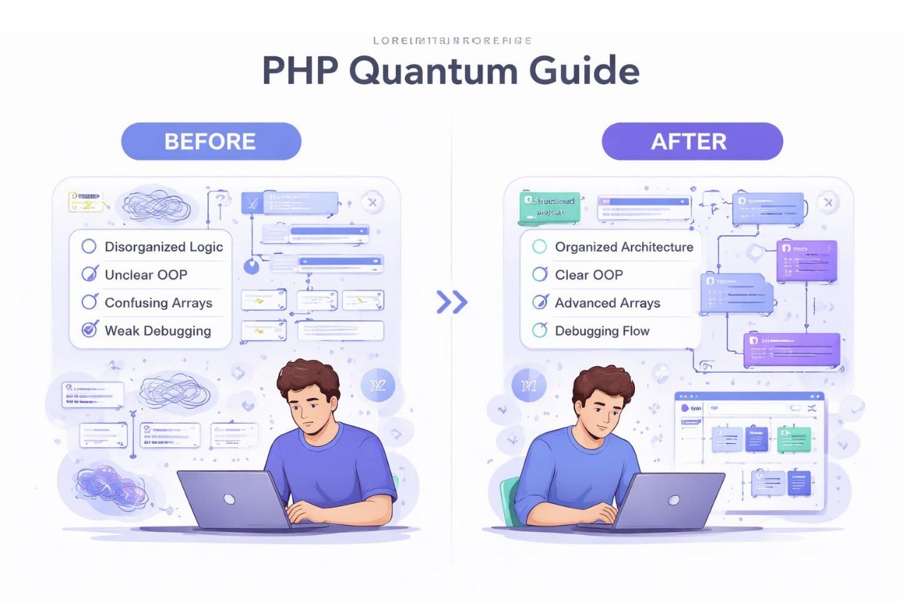 Comparison of 'Before' and 'After' project management processes with a person using laptops.